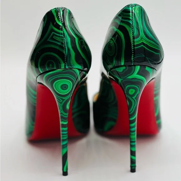Christian Louboutin Patent Malachite So Kate 120 Black & Green Pump Size 37 1/2 - Picture 4 of 11